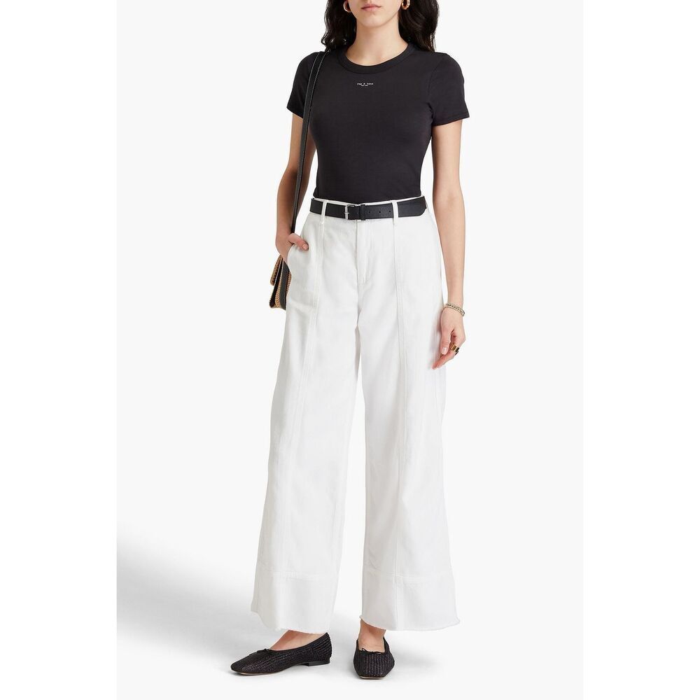 Rag & Bone Featherweight Arianna High-Rise Wide-Leg Jeans White Size 27